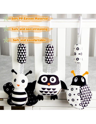 KAKIBLIN Juguetes Colgantes para Bebés - 3 Piezas Alto Contraste