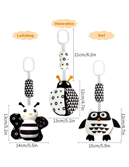 KAKIBLIN Juguetes Colgantes para Bebés - 3 Piezas Alto Contraste KAKIBLIN Juguetes Colgantes para Bebés - 3 Piezas Alto Contraste