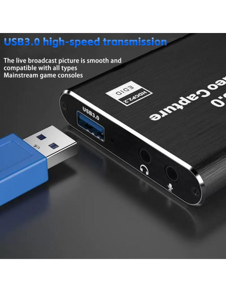 Tarjeta de Captura de Video BJardinier 4K HDMI USB 3.0 Full HD Tarjeta de Captura de Video BJardinier 4K HDMI USB 3.0 Full HD