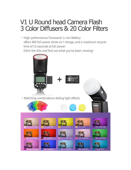 Flash Godox V1-C U para Canon, 76Ws, TTL, Accesorios Flash Godox V1-C U para Canon, 76Ws, TTL, Accesorios