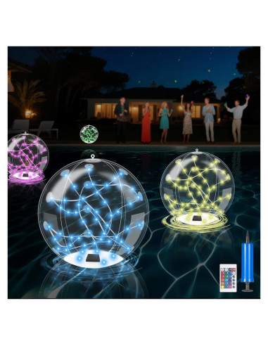Luces Flotantes Solares Waputne 35.56 cm IP68 2 Pcs con Control Remoto
