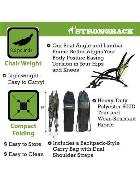 Silla de Playa Plegable STRONGBACK Reclinable con Soporte Lumbar Silla de Playa Plegable STRONGBACK Reclinable con Soporte Lumbar