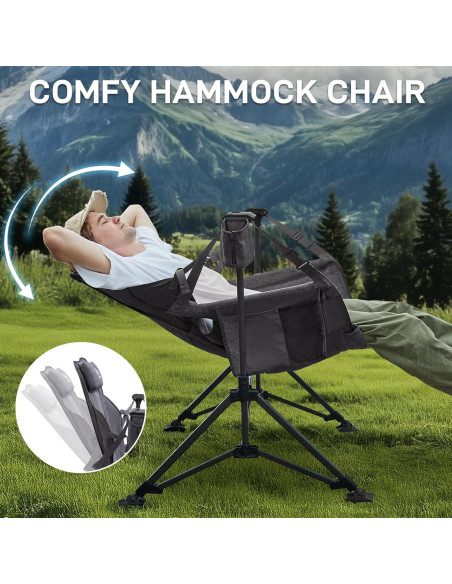 Silla de Camping Balancín EVER ADVANCED Gris Plegable 181kg Silla de Camping Balancín EVER ADVANCED Gris Plegable 181kg
