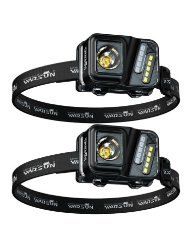 Linterna Frontal Recargable WARSUN 750 Lúmenes 2 Paquetes