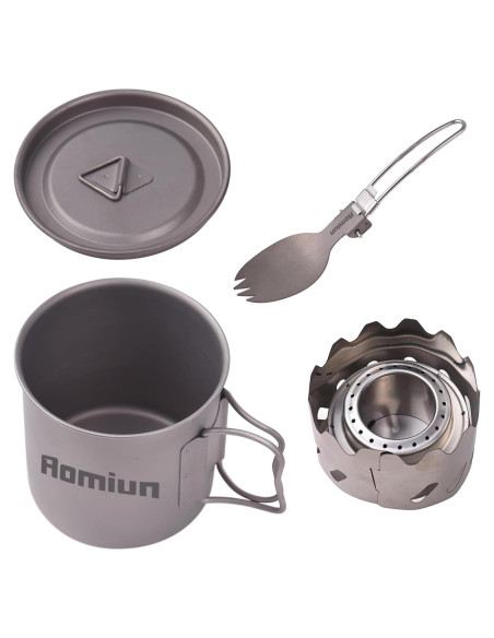 Juego de Utensilios de Cocina Camping Aomiun Titanio 500ml Juego de Utensilios de Cocina Camping Aomiun Titanio 500ml