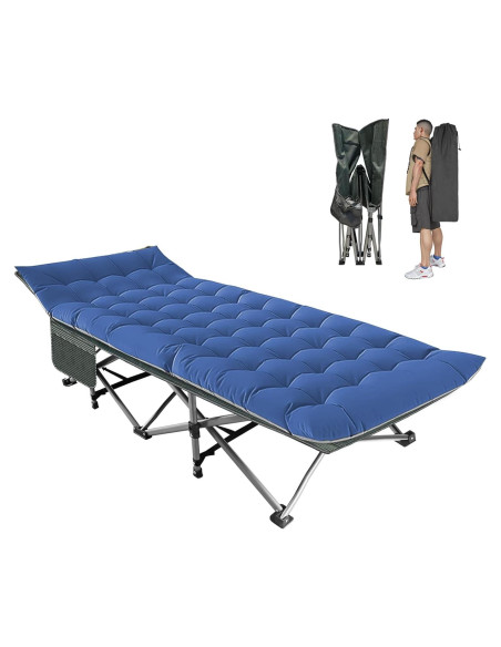 Cama de Camping Plegable Torin Azul y Gris 190.5x71.1 cm Cama de Camping Plegable Torin Azul y Gris 190.5x71.1 cm