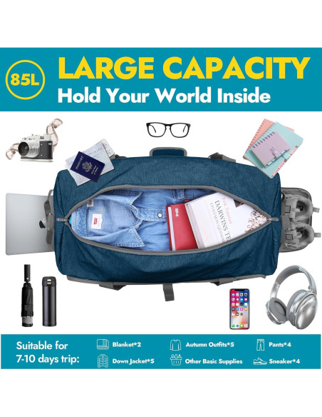 Bolsa de Viaje Duffel Canway 85L Plegable Resistente al Agua Bolsa de Viaje Duffel Canway 85L Plegable Resistente al Agua