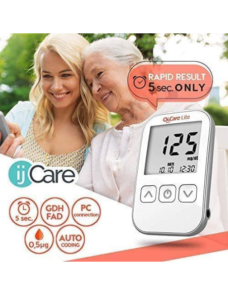 Kit de Prueba de Azúcar en Sangre ijCare Lite - Glucómetro con 50 Tiras y Lancetas Kit de Prueba de Azúcar en Sangre ijCare Lite - Glucómetro con 50 Tiras y Lancetas