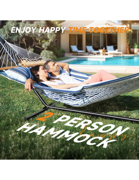 Hamaca Doble Everyfun con Soporte Ajustable y Almohadilla Azul Hamaca Doble Everyfun con Soporte Ajustable y Almohadilla Azul