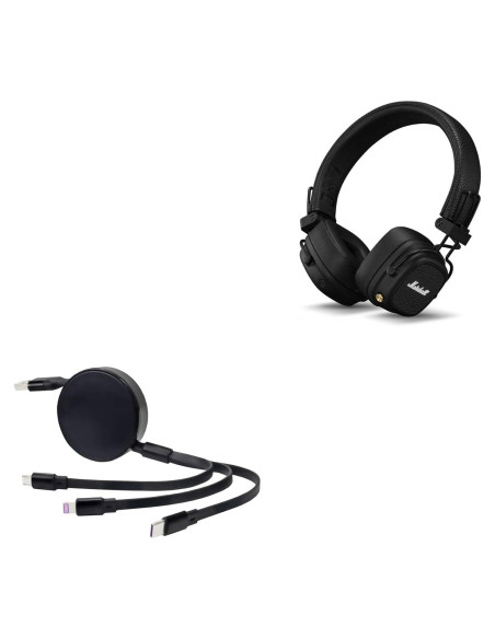 Cable Retráctil BoxWave USB-C y Micro USB 100W para Auriculares Marshall Major V Cable Retráctil BoxWave USB-C y Micro USB 100W para Auriculares Marshall Major V