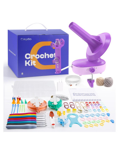 Kit de Enrollador de Hilo Eléctrico Caydo con Ganchillos y Pompones