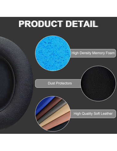 Almohadillas de Repuesto para Auriculares Beats Studio 2 y 3 - Negro