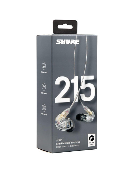 Auriculares Intrauditivos Shure SE215-CL-A Transparente - Aislamiento Sonoro Auriculares Intrauditivos Shure SE215-CL-A Transparente - Aislamiento Sonoro