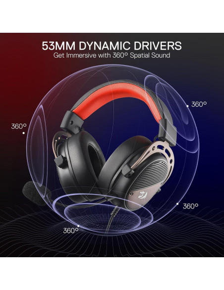 Auriculares Gaming Redragon H730 USB 53mm Sonido 360 Negro Auriculares Gaming Redragon H730 USB 53mm Sonido 360 Negro