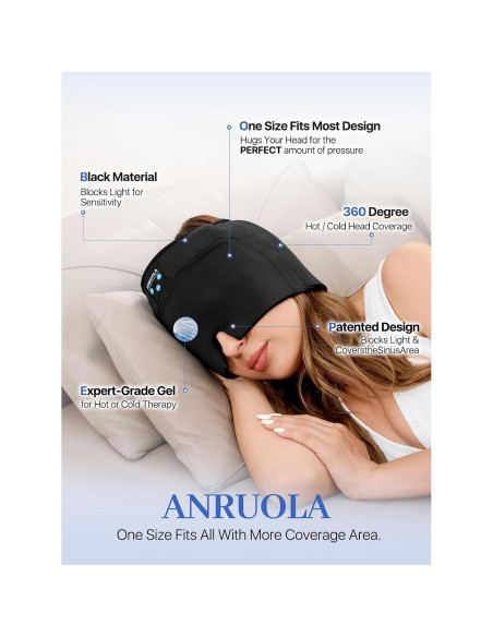 Gorro Alivio Migraña ANRUOLA con Auriculares Bluetooth 21.8x16cm Gorro Alivio Migraña ANRUOLA con Auriculares Bluetooth 21.8x16cm