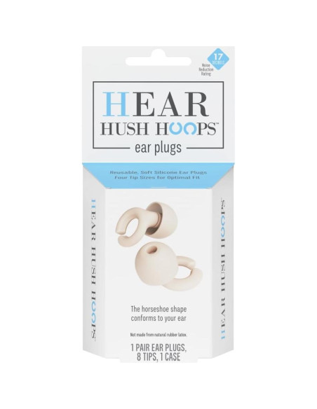 Tapones para oídos Hear Hush Hoops Silicona Crema 17dB Tapones para oídos Hear Hush Hoops Silicona Crema 17dB