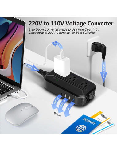 Convertidor de Voltaje 2300W AceChef 220V a 110V con USB