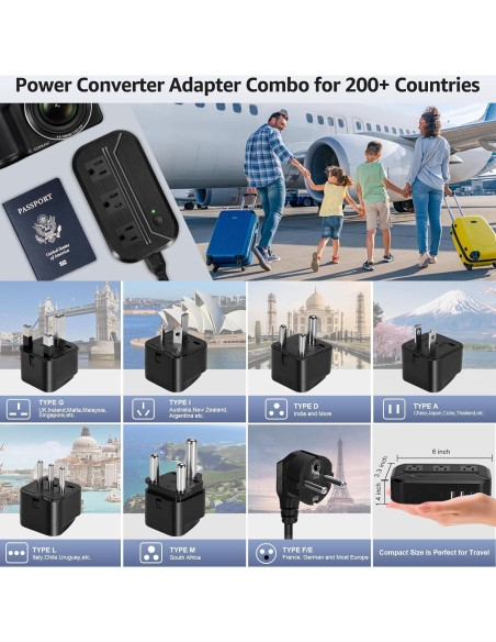 Convertidor de Voltaje 2300W AceChef 220V a 110V con USB Convertidor de Voltaje 2300W AceChef 220V a 110V con USB