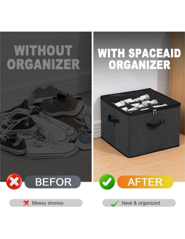 Caja de Almacenamiento de Zapatos Plegable Mayniu 16 Pares Negra