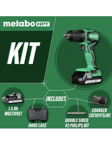 Taladro Inalámbrico Metabo HPT DS18DDX 18V Sin Escobillas