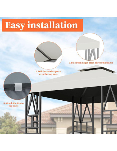 Toldo de Gazebo Cuadrado ERFEI 3.05x3.05m Beige Impermeable