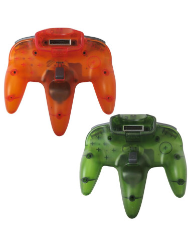 Controlador Clásico Con Cable Icelily N64 - 2 Paquetes Verde y Naranja