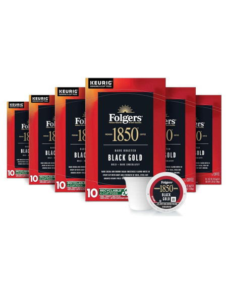 Café Folgers 1850 Black Gold Tostado Oscuro 60 Cápsulas K-Cup Café Folgers 1850 Black Gold Tostado Oscuro 60 Cápsulas K-Cup