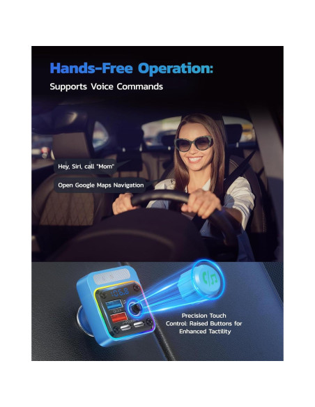 Transmisor FM Bluetooth Nulaxy BC91 54W Cargador 4 Puertos Transmisor FM Bluetooth Nulaxy BC91 54W Cargador 4 Puertos