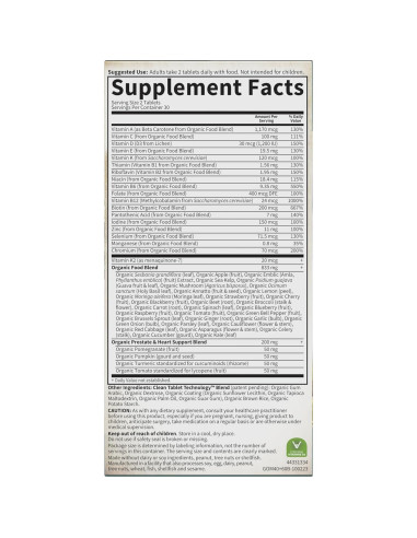 Multivitamínico Orgánico Jardín de Vida para Hombres 40+, 60 Tabletas