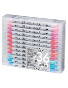 Marcadores de Doble Punta Kuretake ZIG CLEAN COLOR 36 Colores