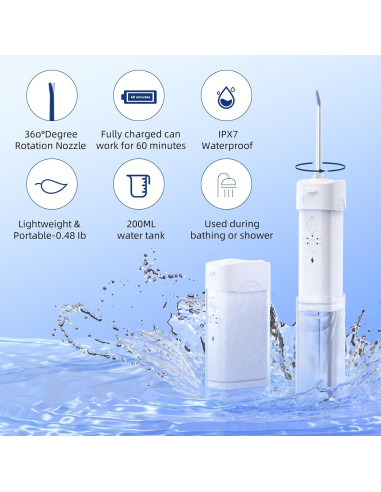 Hilo Dental Portátil Becoolpet MS16 5 Modos IPX7 Blanco