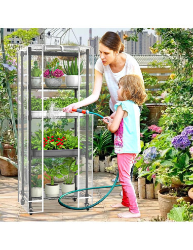 Invernadero portátil 5 estantes Sagrynfp 155.9 cm PVC metal