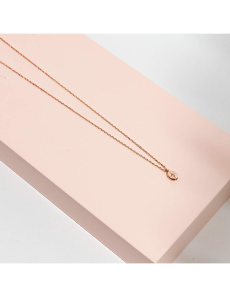 Collar de Colgante de Moneda Grabada PAVOI Oro Rosa 14K 40.6 cm Collar de Colgante de Moneda Grabada PAVOI Oro Rosa 14K 40.6 cm