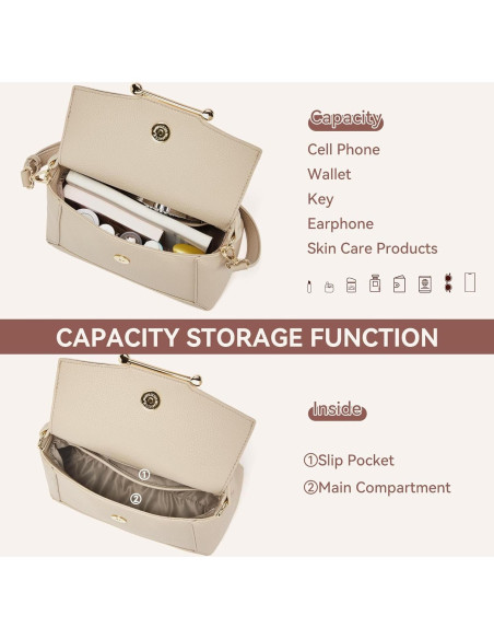 Bolso Cruzado BOSTANTEN de Cuero Vegano para Mujeres - Nude Bolso Cruzado BOSTANTEN de Cuero Vegano para Mujeres - Nude