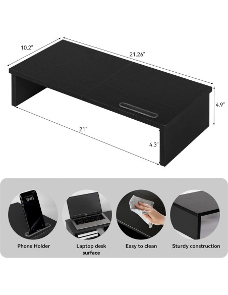 Soporte para Monitor Qupui 54x26cm con Soporte para Teléfono Soporte para Monitor Qupui 54x26cm con Soporte para Teléfono