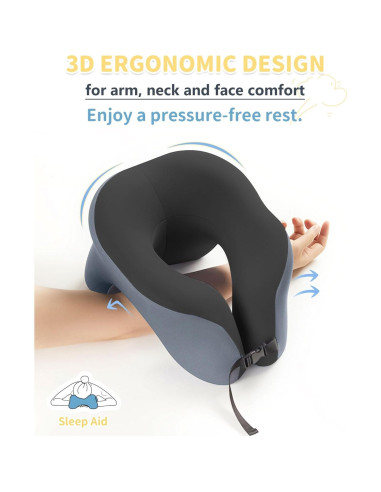 Almohada de viaje TRMFUSA 2 en 1 Espuma Viscoelástica Ajustable