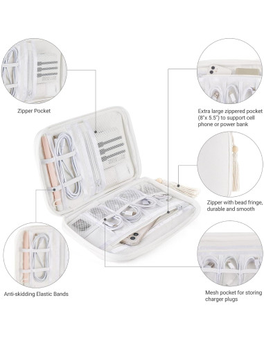 Organizador de Accesorios Electrónicos Mkono Mediano Algodón Blanco