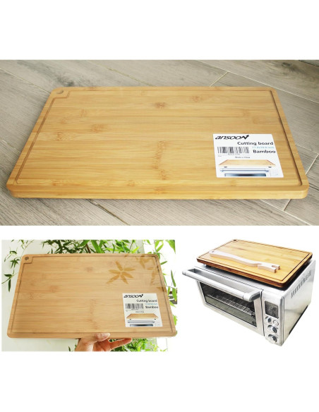 Tabla de Cortar de Bambú Ansoon para Horno Tostador 45.2x27.6cm Tabla de Cortar de Bambú Ansoon para Horno Tostador 45.2x27.6cm