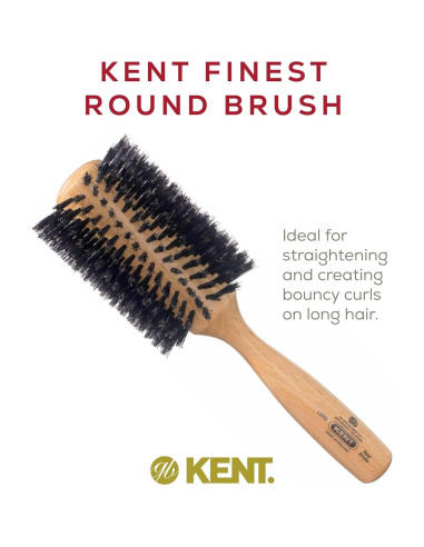 Cepillo Redondo Kent LBR3 de Madera de Haya para Cabello Largo