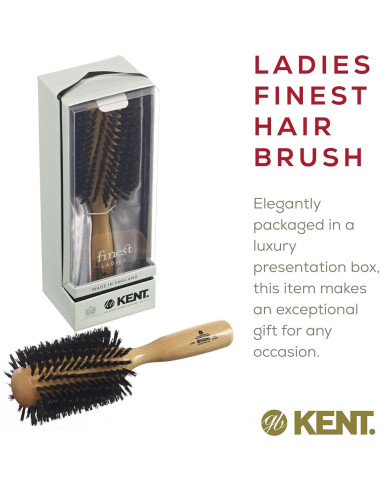 Cepillo Redondo Kent LBR3 de Madera de Haya para Cabello Largo