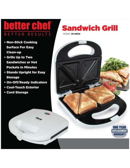 Prensa de Sándwich Eléctrica Mejor Chef IM-287R Antiadherente Prensa de Sándwich Eléctrica Mejor Chef IM-287R Antiadherente