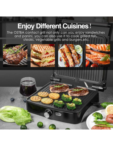 Prensa Panini Grill OSTBA 1200W 4 Rebanadas Acero Inoxidable Prensa Panini Grill OSTBA 1200W 4 Rebanadas Acero Inoxidable