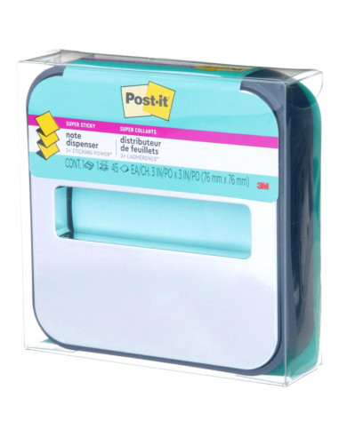 Dispensador de Notas Post-it 3M con Notas Super Sticky Aqua 7.6cm