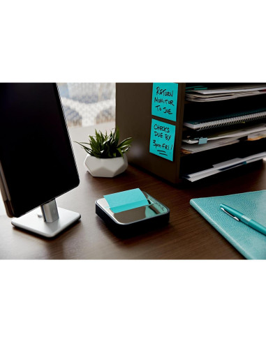 Dispensador de Notas Post-it 3M con Notas Super Sticky Aqua 7.6cm