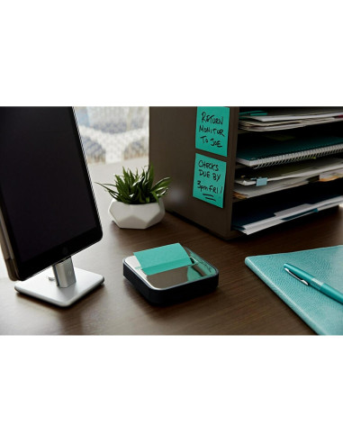 Dispensador de Notas Post-it 3M con Notas Super Sticky Aqua 7.6cm