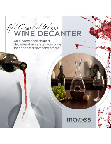 Decantador de Vino Maypes 1500ml Cristal Sin Plomo con Tapa