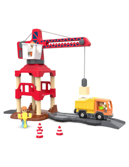 Juego de Tren de Madera May & Z con Grúa de 3 Niveles Juego de Tren de Madera May & Z con Grúa de 3 Niveles
