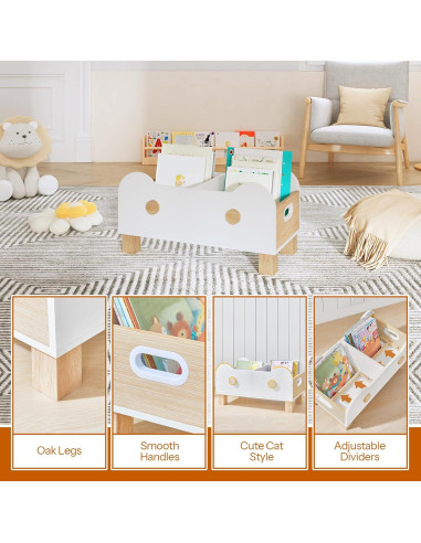 Estantería para Niños HOOBRO Carrito de Libros 33 cm Blanco Natural