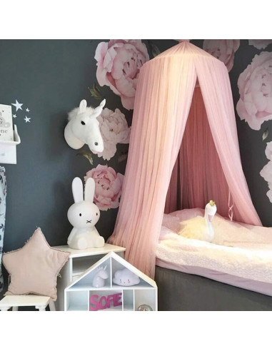 Dosel de Cama OldPAPA Rosa para Niñas - Mosquitera Castillo 240cm