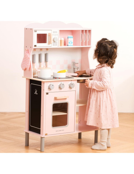 Cocina de Juguete de Madera New Classic Toys Rosa 59.94x29.97cm Cocina de Juguete de Madera New Classic Toys Rosa 59.94x29.97cm
